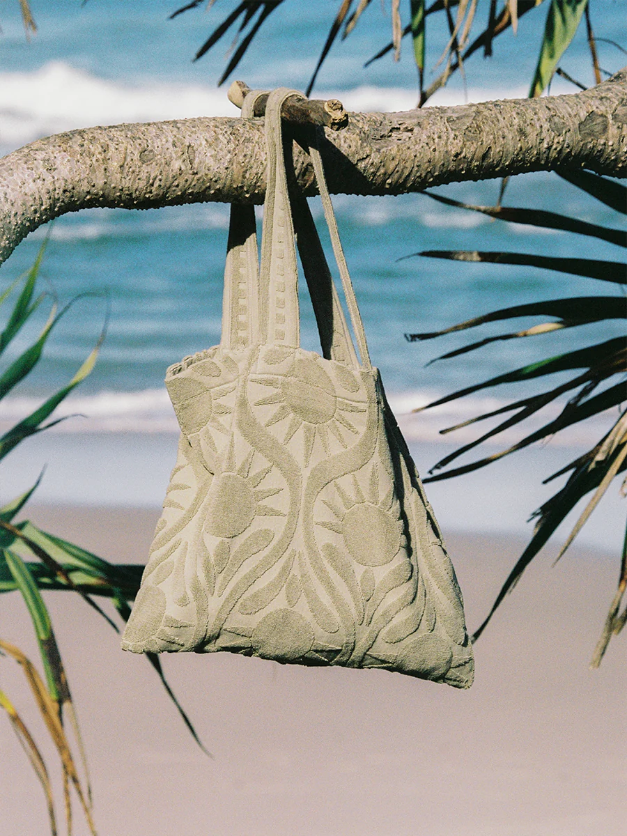 Sundown Towelling Tote | Sage - Image 3