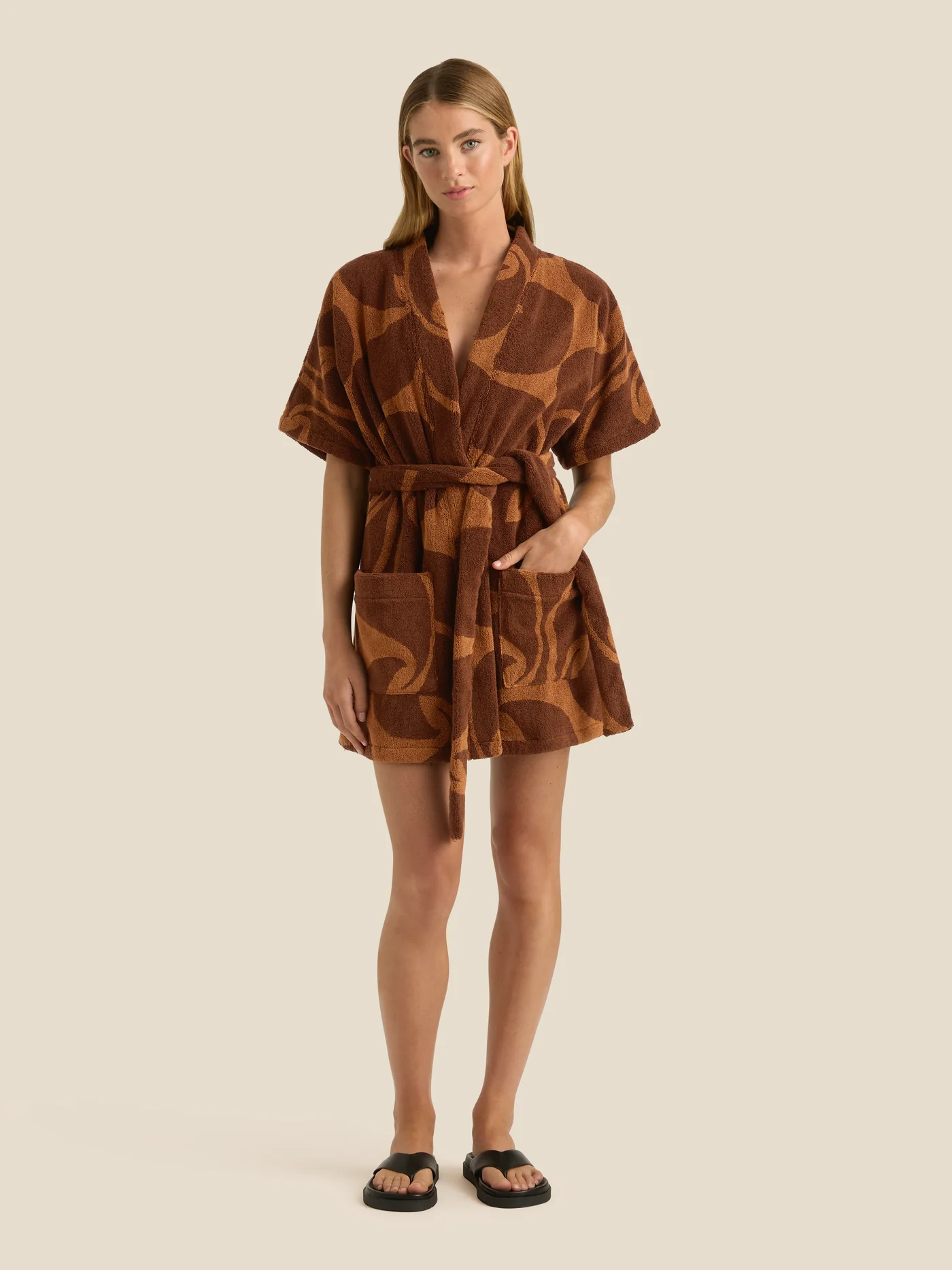 Towelling Mini Robe | Wave Umber - Image 3
