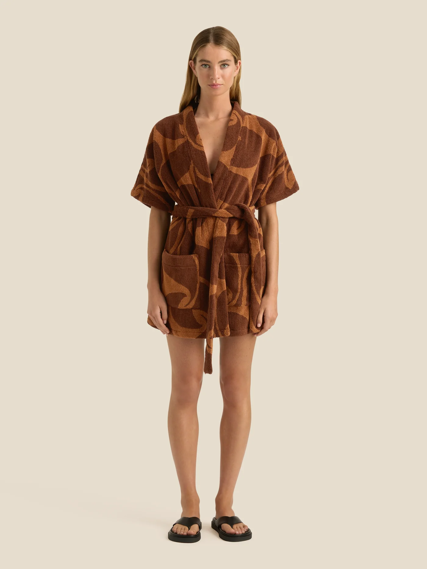Towelling Mini Robe | Wave Umber - Image 4