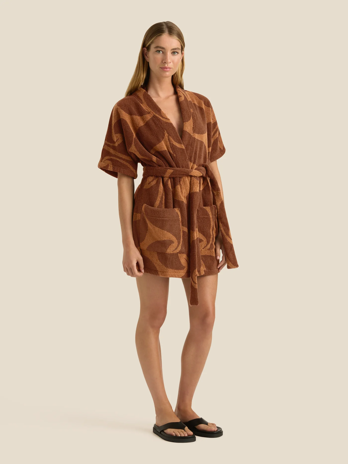 Towelling Mini Robe | Wave Umber - Image 5